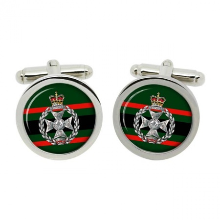 Royal Green Jackets (RGJ), British Army Cufflinks in Chrome Box