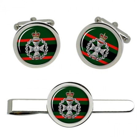 Royal Green Jackets (RGJ), British Army Cufflinks and Tie Clip Set