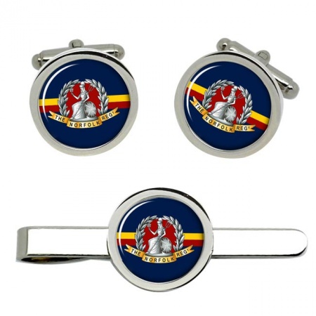 Royal Norfolk Regiment, British Army Cufflinks and Tie Clip Set