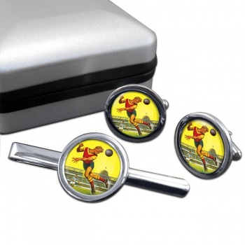 Roy of the Rovers Round Cufflink and Tie Clip Set