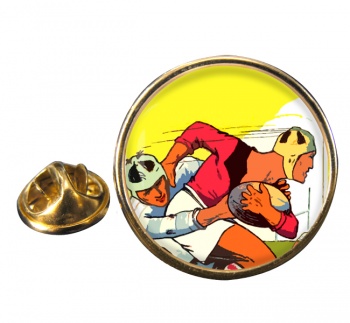 Rugby Round Pin Badge