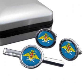 Russian Air Force Round Cufflink and Tie Clip Set