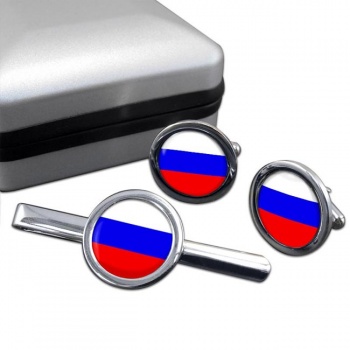 Russia Round Cufflink and Tie Clip Set