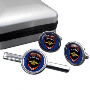 Russian Policeﾏ Round Cufflink and Tie Clip Set
