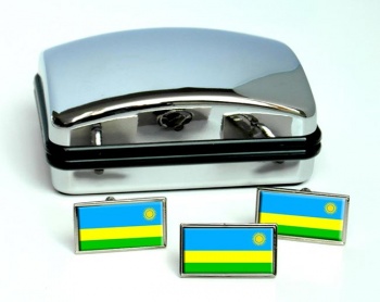 Rwanda Flag Cufflink and Tie Pin Set