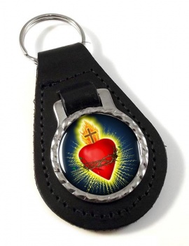 Sacred Heart Leather Key Fob