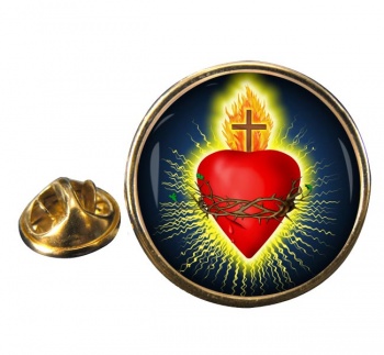 Sacred Heart Round Pin Badge
