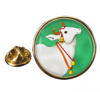 Sacred Cow Round Pin Badge