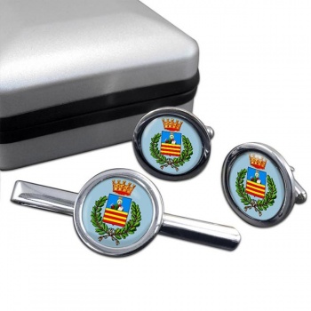 Salerno (Italy) Round Cufflink and Tie Clip Set