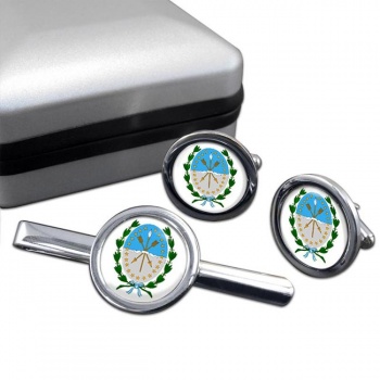 Argentine Santa Fe Round Cufflink and Tie Clip Set