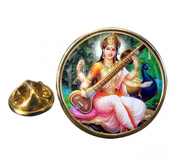 Saraswati Round Pin Badge