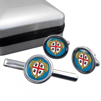 Sardinia Sardegna (Italy) Round Cufflink and Tie Clip Set