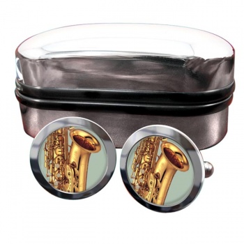 Saxophone Round Cufflinks