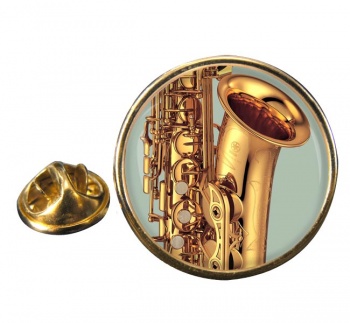 Saxophone Round Pin Badge
