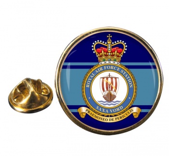 RAF Station Saxa Vord Round Pin Badge