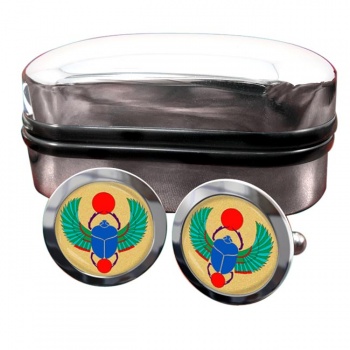 Egyptian Scarab Beetle Round Cufflinks