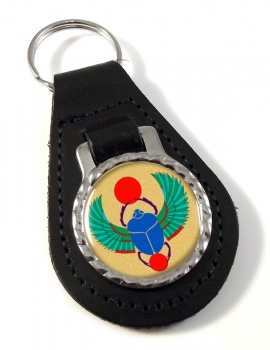 Egyptian Scarab Beetle Leather Key Fob