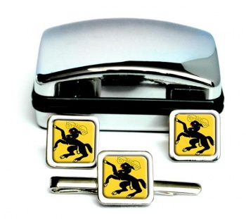 Schaffhausen (Switzerland) Square Cufflink and Tie Clip Set