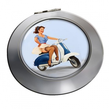Pin-up Scooter Girl Round Mirror