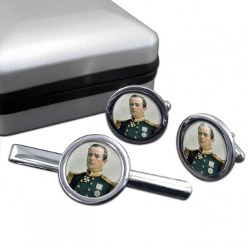 Robert Falcon Scott Round Cufflink and Tie Clip Set