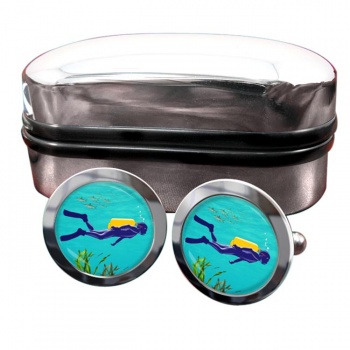 Scuba Diving Round Cufflinks