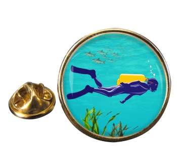 Scuba Diving Round Pin Badge