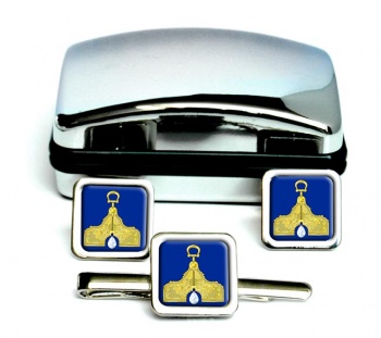 Masonic Lodge Senior Warden Square Cufflink and Tie Clip Set