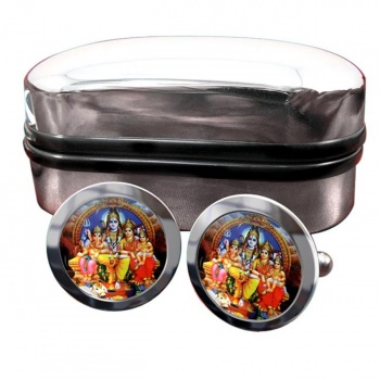 Shiv Family Portrait Round Cufflinks