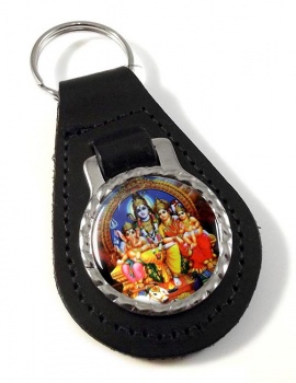 Shiv Family Portrait Leather Key Fob