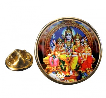 Shiv Family Portrait Round Pin Badge