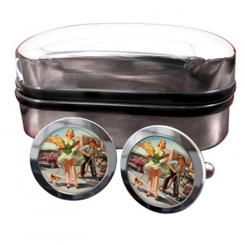 Shopper's Dilemma Pin-up Round Cufflinks