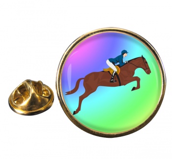 Show Jumper Round Pin Badge