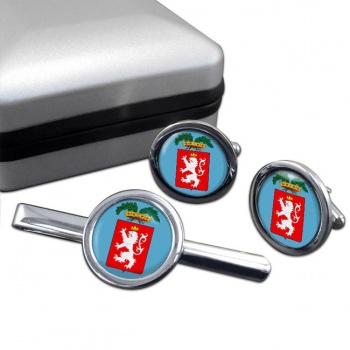 Siena (Italy) Round Cufflink and Tie Clip Set