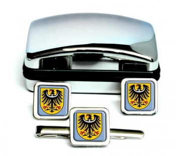 Schlesien Silesia (Germany) Square Cufflink and Tie Clip Set