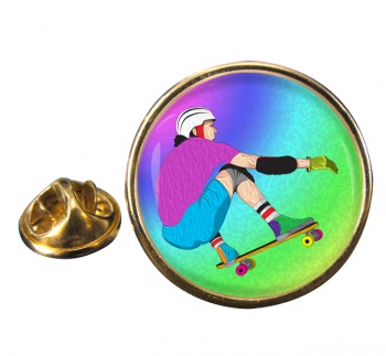 Skateboard Round Pin Badge
