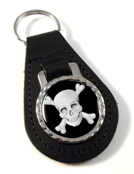 Skull and Crossbones Jolly Roger Leather Key Fob