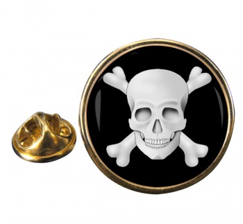 Skull and Crossbones Jolly Roger Round Pin Badge