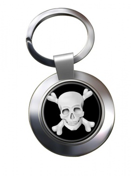 Skull and Crossbones Jolly Roger Chrome Key Ring