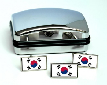 South Korea Flag Cufflink and Tie Pin Set