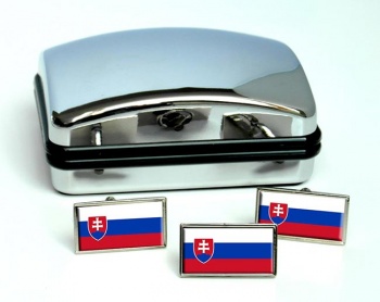 Slovakia Slovensko Flag Cufflink and Tie Pin Set