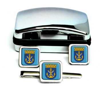 Solingen (Germany) Square Cufflink and Tie Clip Set