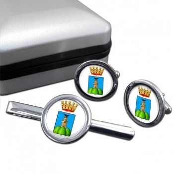 La Spezia (Italy) Round Cufflink and Tie Clip Set