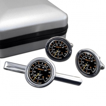 Spitfire Altimeter Cufflink and Tie Clip Set