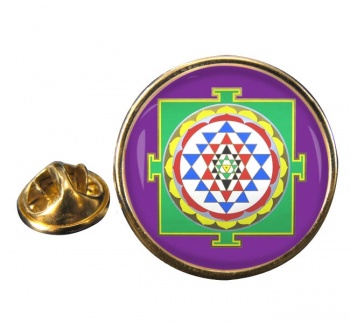Sri Yantra Round Pin Badge
