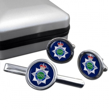 Staffordshire Police Round Cufflink and Tie Clip Set