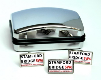 Stamford Bridge Rectangle Cufflink and Tie Pin Set