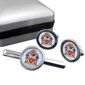 St. John's (Canada) Round Cufflink and Tie Clip Set