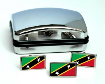 Saint Kitts and Nevis Flag Cufflink and Tie Pin Set