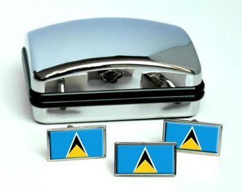 Saint Lucia Flag Cufflink and Tie Pin Set