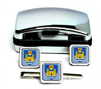 Swansea-Square Cufflink and Tie Clip Set